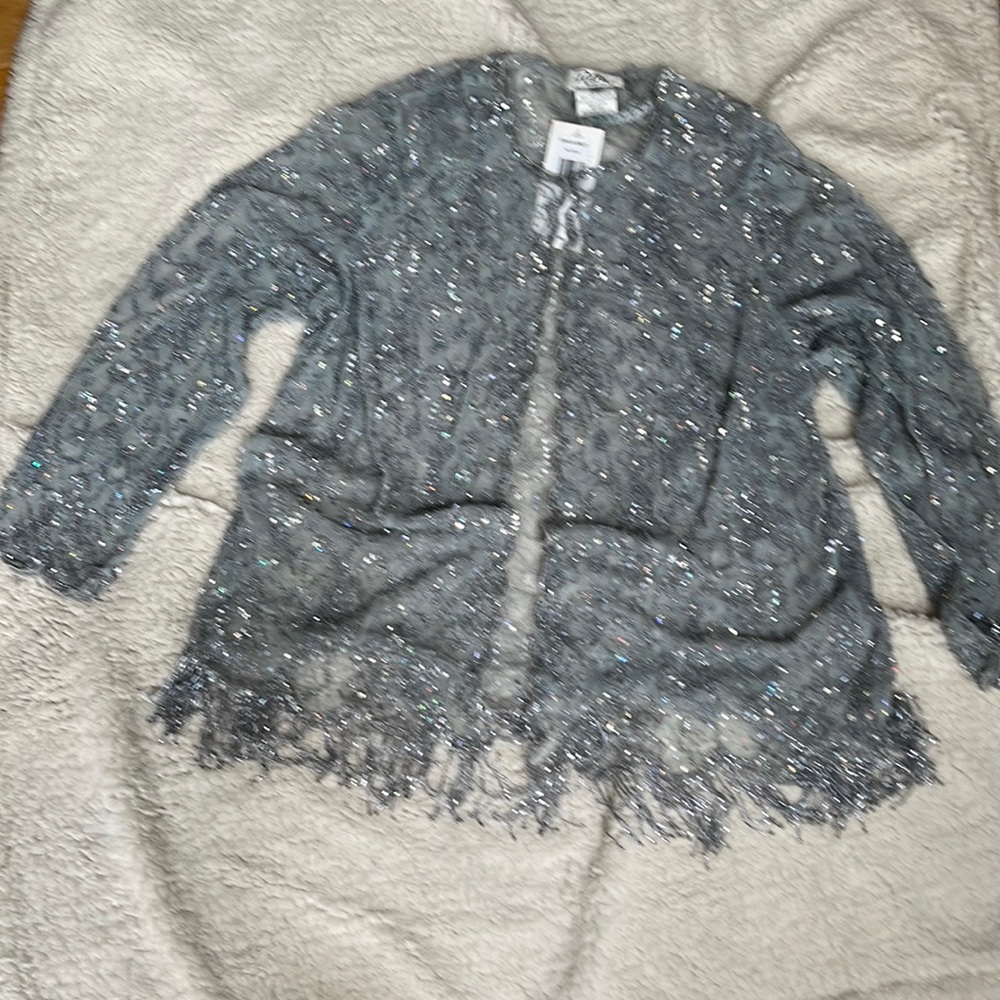 Sequined Beaded Lace Cardigan Top 18W, NEW